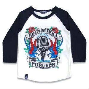 Rock N Roll Forever Kids Tee Raglan Retro 50s Toddler Shirt Size: 3-4 Years NWT